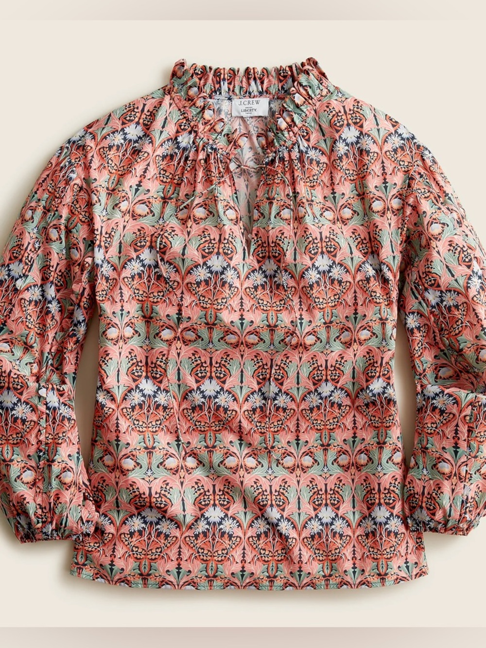 J. Crew Scalloped Tie-Neck Liberty of London May Nouveau Print Shirt Blouse